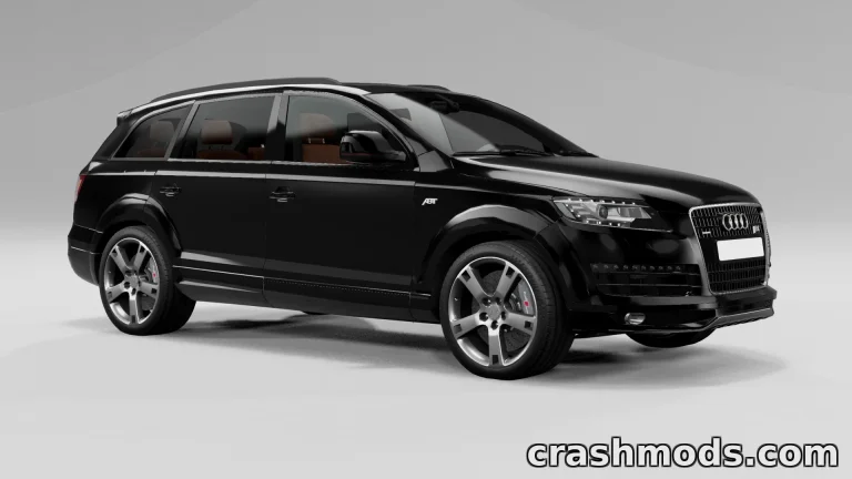 Black Audi Q7 TDI quattro 2010 model showcased in BeamNG.drive, featuring sleek design and sporty wheels.