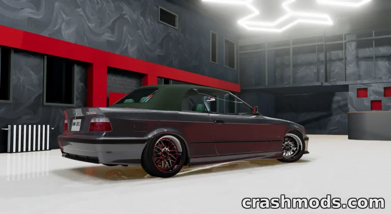 BMW 3-Series E36 showcased in a sleek garage environment, highlighting its detailed design and custom wheels.