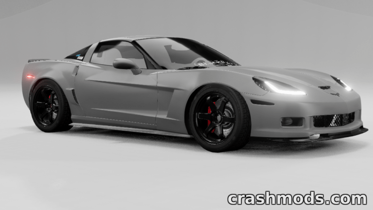 Sleek Chevrolet Corvette C6 showcased in a dynamic angle, highlighting its modified design for BeamNG.drive.