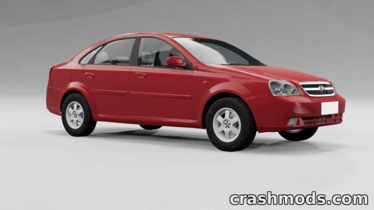 Red Chevrolet Lacetti showcased in a 3D environment, highlighting its sleek design for BeamNG.drive mod.