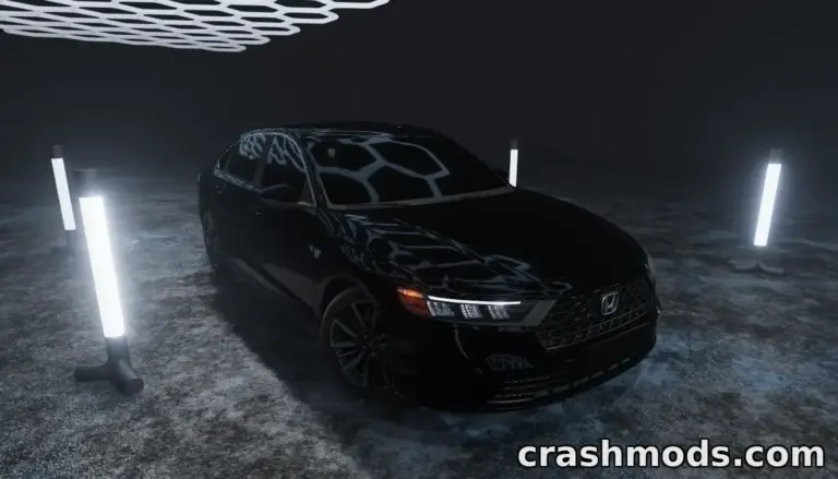 2023 Honda Accord mod showcased in a sleek, dark environment with illuminated accents highlighting its design.