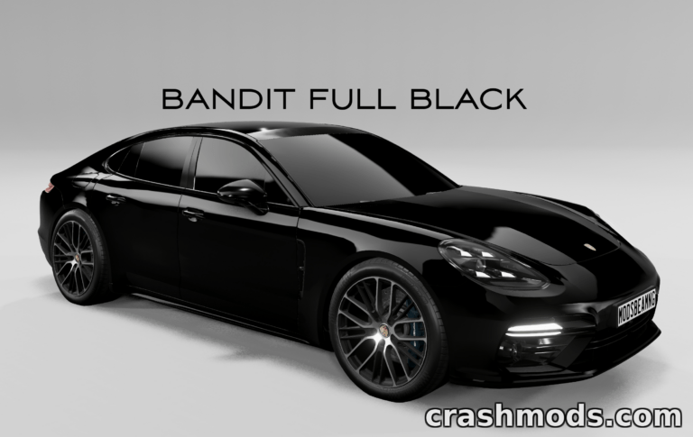 Sleek black Porsche Panamera showcased in a mod for BeamNG.drive, highlighting its stylish design and performance.