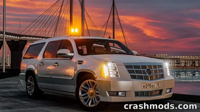 A sleek 2008 Cadillac Escalade ESV parked by a waterfront at sunset, showcasing its modern design and luxury features.