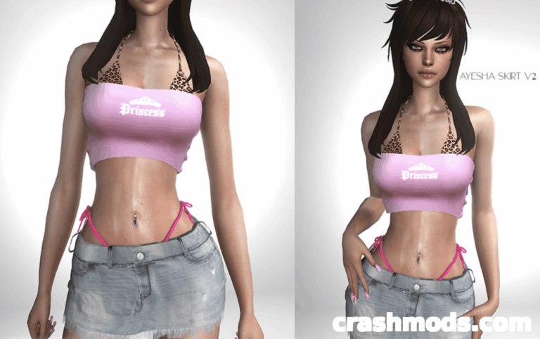 Ayesha Denim Skirt The Sims 4 mod screenshot