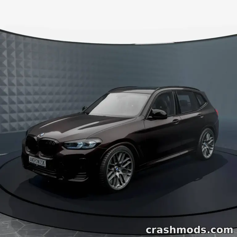 BMW X3 (F97) mod showcased in BeamNG.drive, featuring a sleek design and detailed textures.