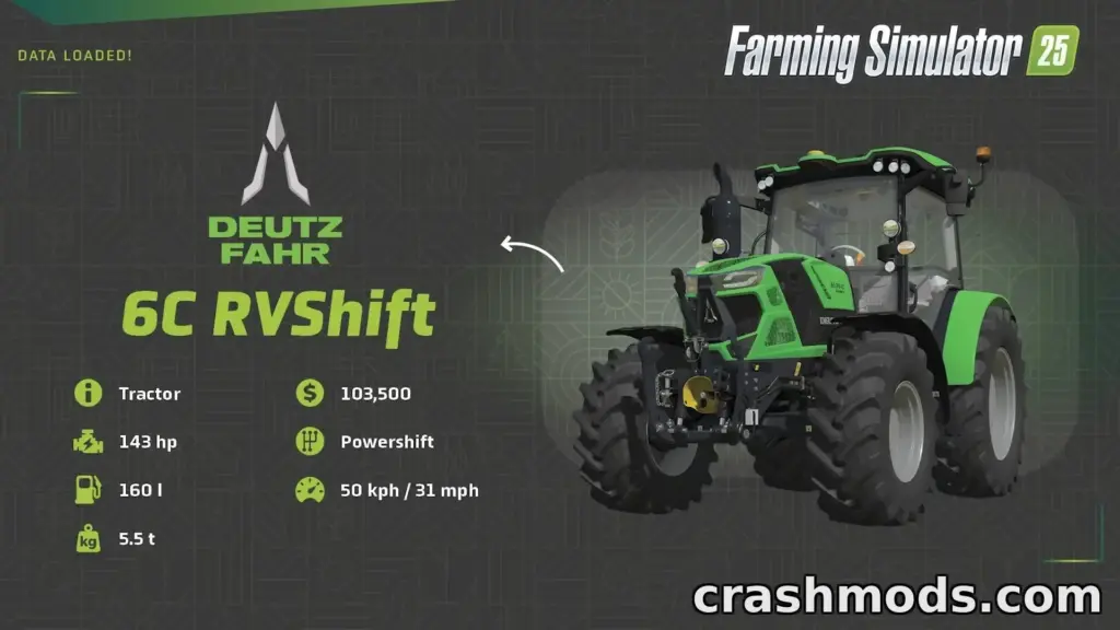 Deutz-Fahr 6 CRV Shift working in Farming Simulator 25