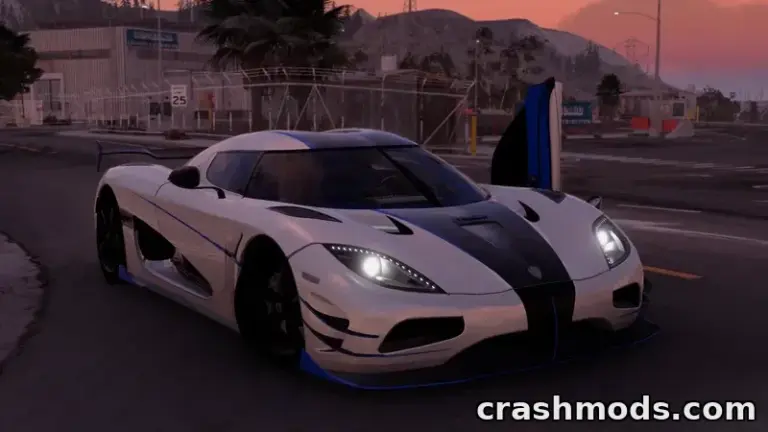 A sleek Koenigsegg Agera R showcases its aerodynamic design on a scenic road in BeamNG.drive.