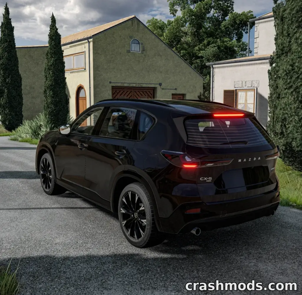 The sleek black Mazda CX-5 2026 mod showcases its modern design parked in a scenic environment.