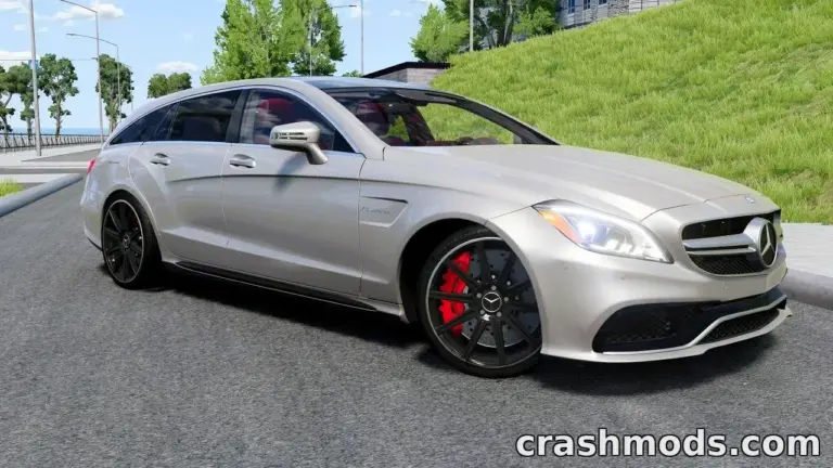 Mercedes-Benz CLS Class C218 Restyling showcased in BeamNG.drive, featuring sleek design and sporty wheels.