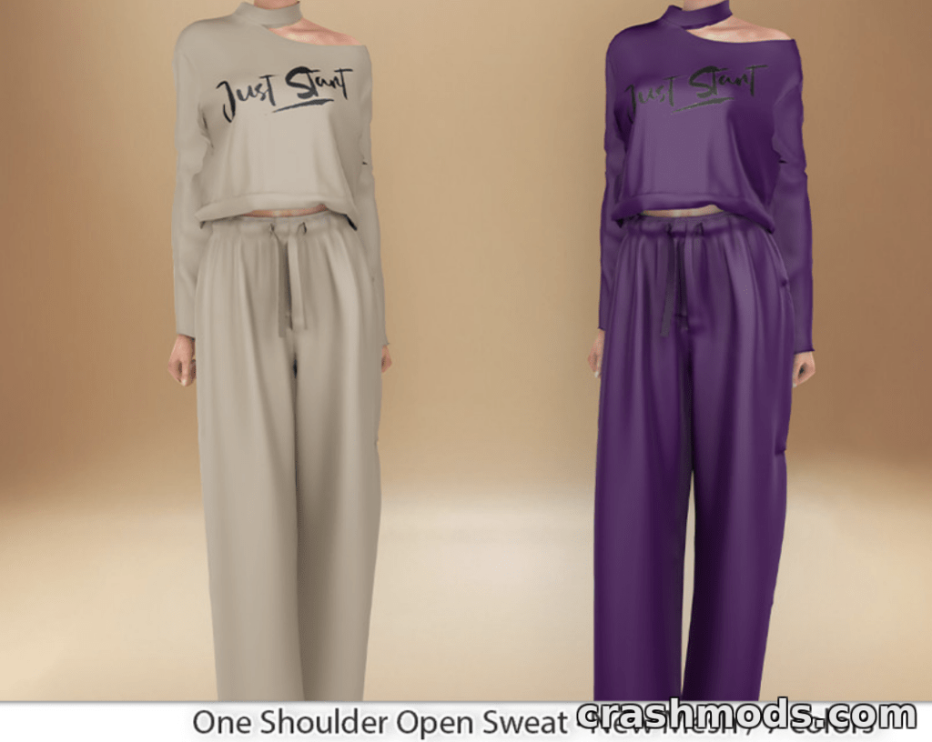 One Shoulder Open Sweat The Sims 4 mod screenshot