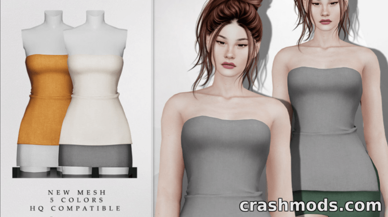 Strapless Blouse and Skirt The Sims 4 mod screenshot