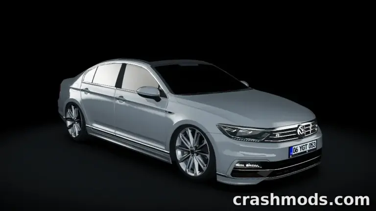Volkswagen Passat 2019 R-Line showcased in a sleek 3D render, highlighting its modern design and sporty features.