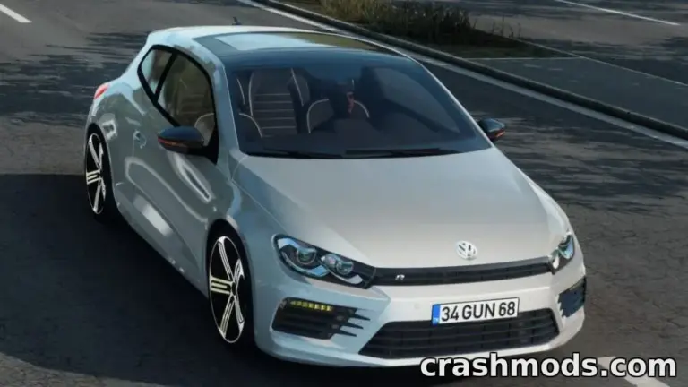Volkswagen Scirocco R showcased in Euro Truck Simulator 2, featuring sleek design and sporty details.