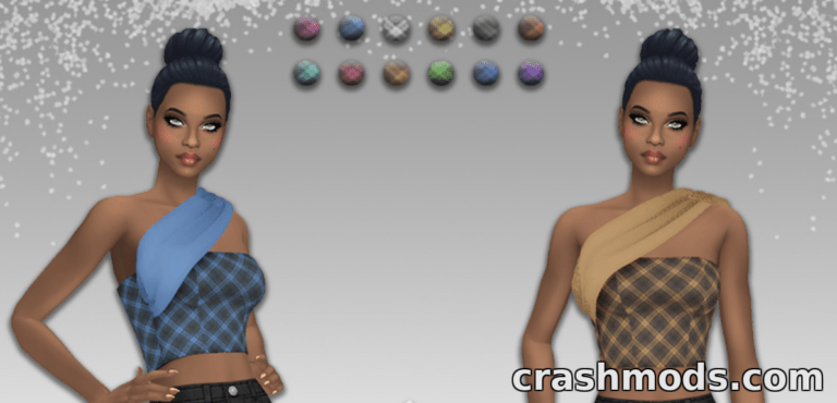 Women’s Cotton Plaid Crop Top The Sims 4 mod screenshot