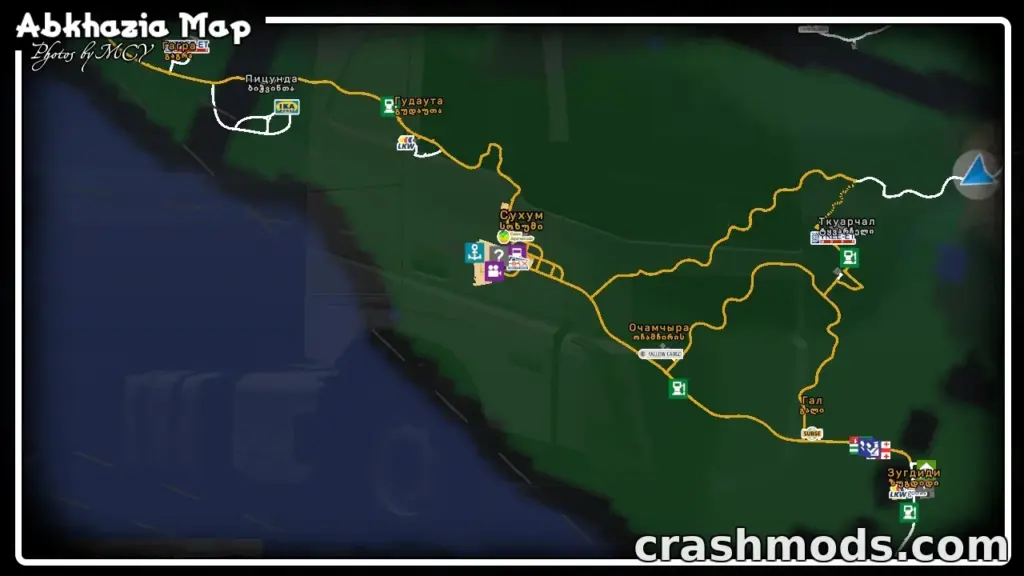 Abkhazia Map – Road Link Between ProMods Georgia and Southern Region Russia Euro Truck Simulator 2 mod screenshot