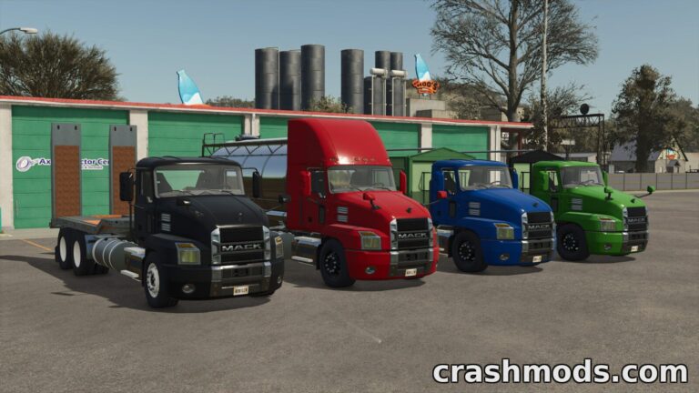 Anthem 6×4 Pack – Mack Truck in Grain Tanker and Lowloader Versions Farming Simulator 25 mod screenshot
