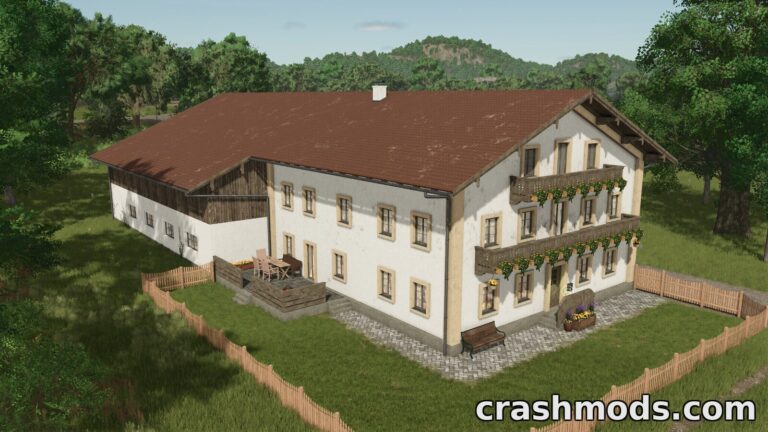 Bavarian Farm House With Hall – Farmhouse and Bale Storage Farming Simulator 25 mod screenshot