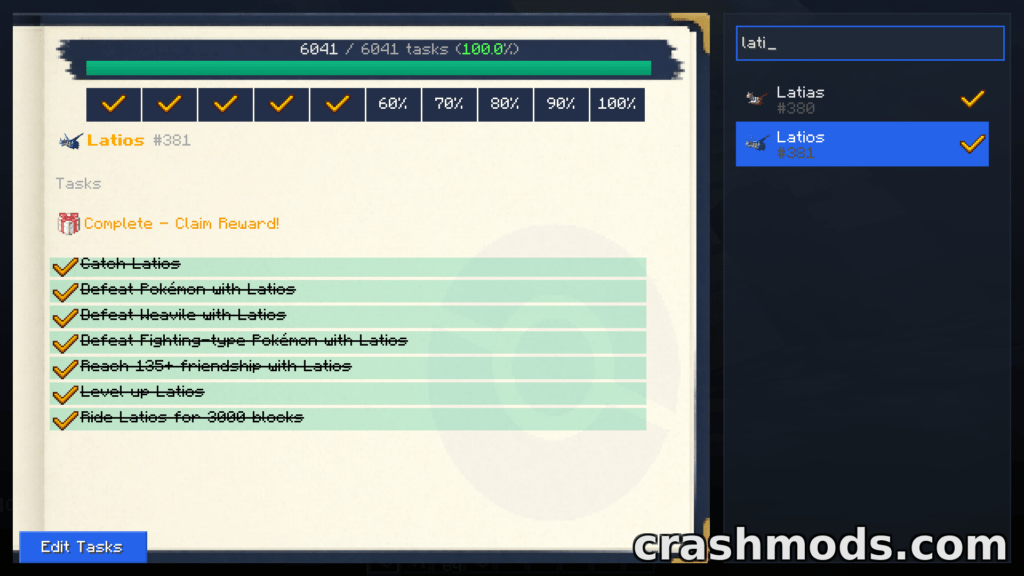 Cobblemon: Research Tasks – Research Book with 6000 Pokemon Objectives Minecraft mod screenshot