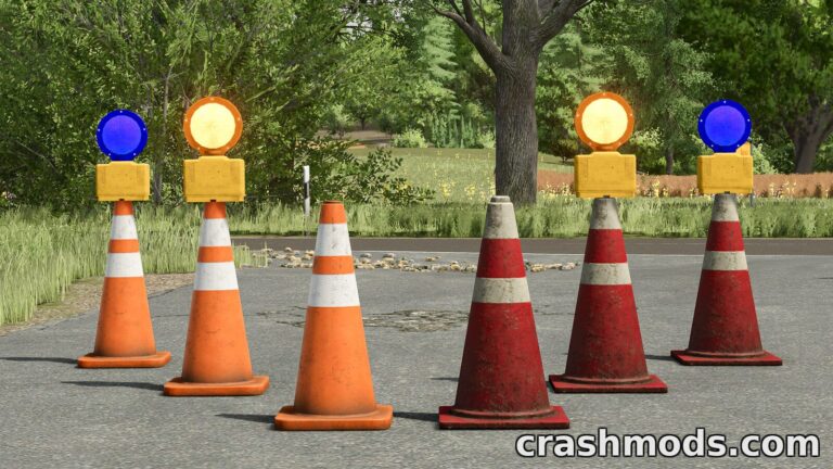 Cone – Portable Traffic Cone with Strobe Light Farming Simulator 25 mod screenshot