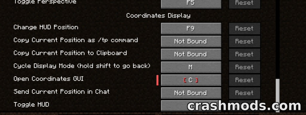Coordinates Display – Configurable Coordinate HUD with Position Marking Minecraft mod screenshot