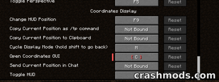 Coordinates Display – Configurable Coordinate HUD with Position Marking Minecraft mod screenshot