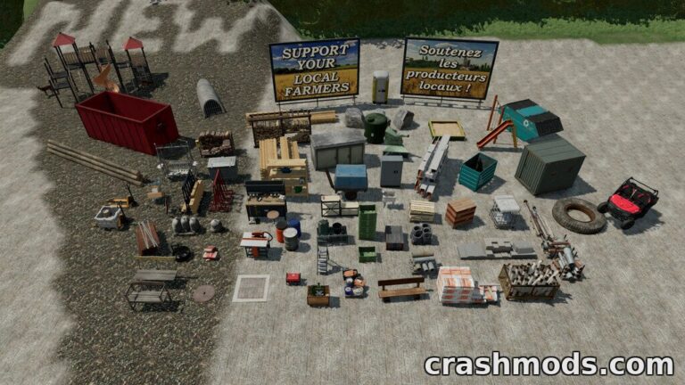 Decorative Details Pack – 66 Placeable Farm Objects Farming Simulator 22 mod screenshot