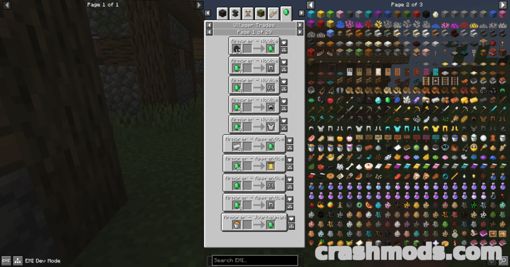 EMI Trades – Villager and Wandering Trader Recipes in EMI Minecraft mod screenshot