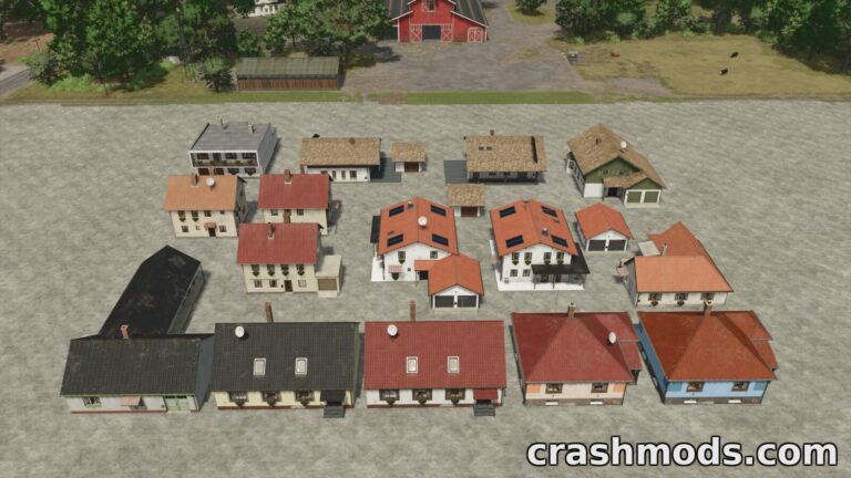 European Decorative Buildings Pack – Village Houses and Barns Farming Simulator 25 mod screenshot