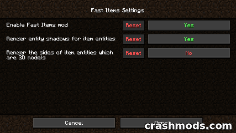 Fast Items – 2D Item Rendering Optimization Minecraft mod screenshot