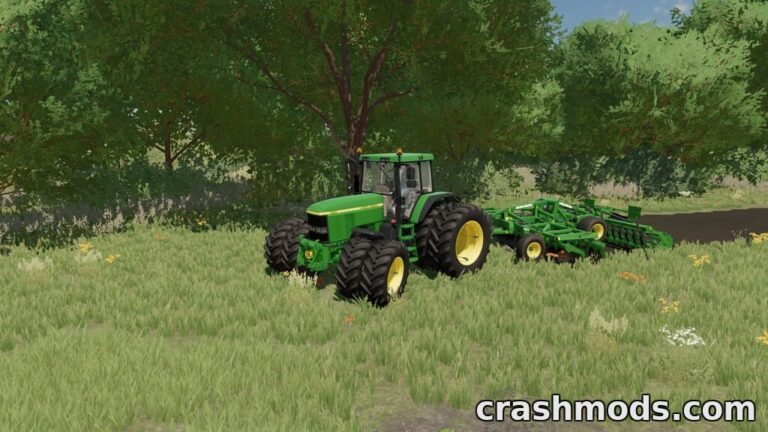 A green tractor plows through lush grass, showcasing the "Field Creator" mod for Farming Simulator 22.