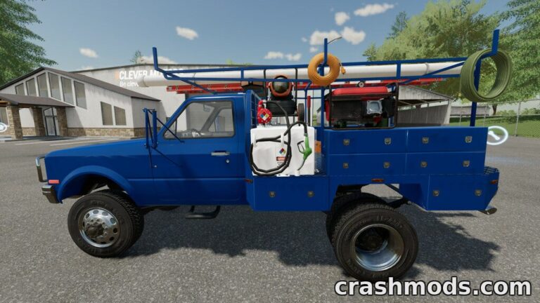 Flatbed Service Truck – 1,000 l Mobile Fuel Tank and Snow Plow Farming Simulator 22 mod screenshot