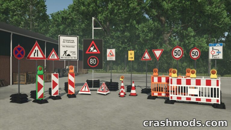 German Traffic Safety Package – Configurable Road Signs Farming Simulator 25 mod screenshot