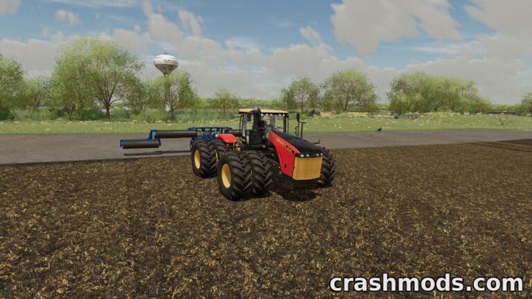 A powerful tractor is plowing a field in Farming Simulator 22, showcasing the HUD toggle mod in action.