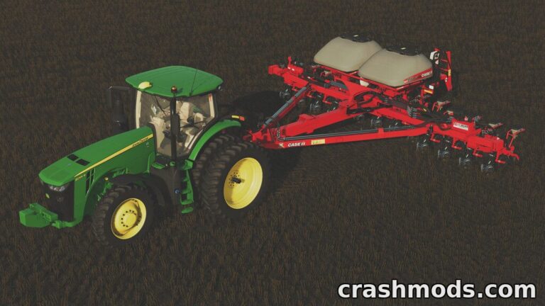 John Deere 8R Series tractor equipped with an H480 loader, ready for planting in Farming Simulator 22.