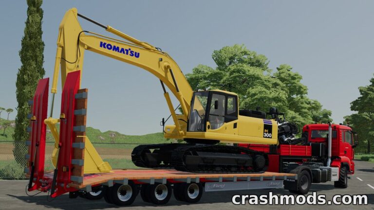 Komatsu PC300 – Crawler Excavator with Forest Processor Farming Simulator 22 mod screenshot