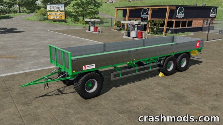 Kroger Agroliner PWO 24 bale trailer showcased in Farming Simulator 22, parked at a gas station.