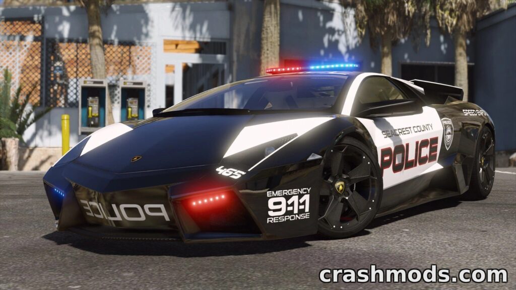 Lamborghini Reventon Police – Pursuit Car with Active Aero Grand Theft Auto 5 mod screenshot