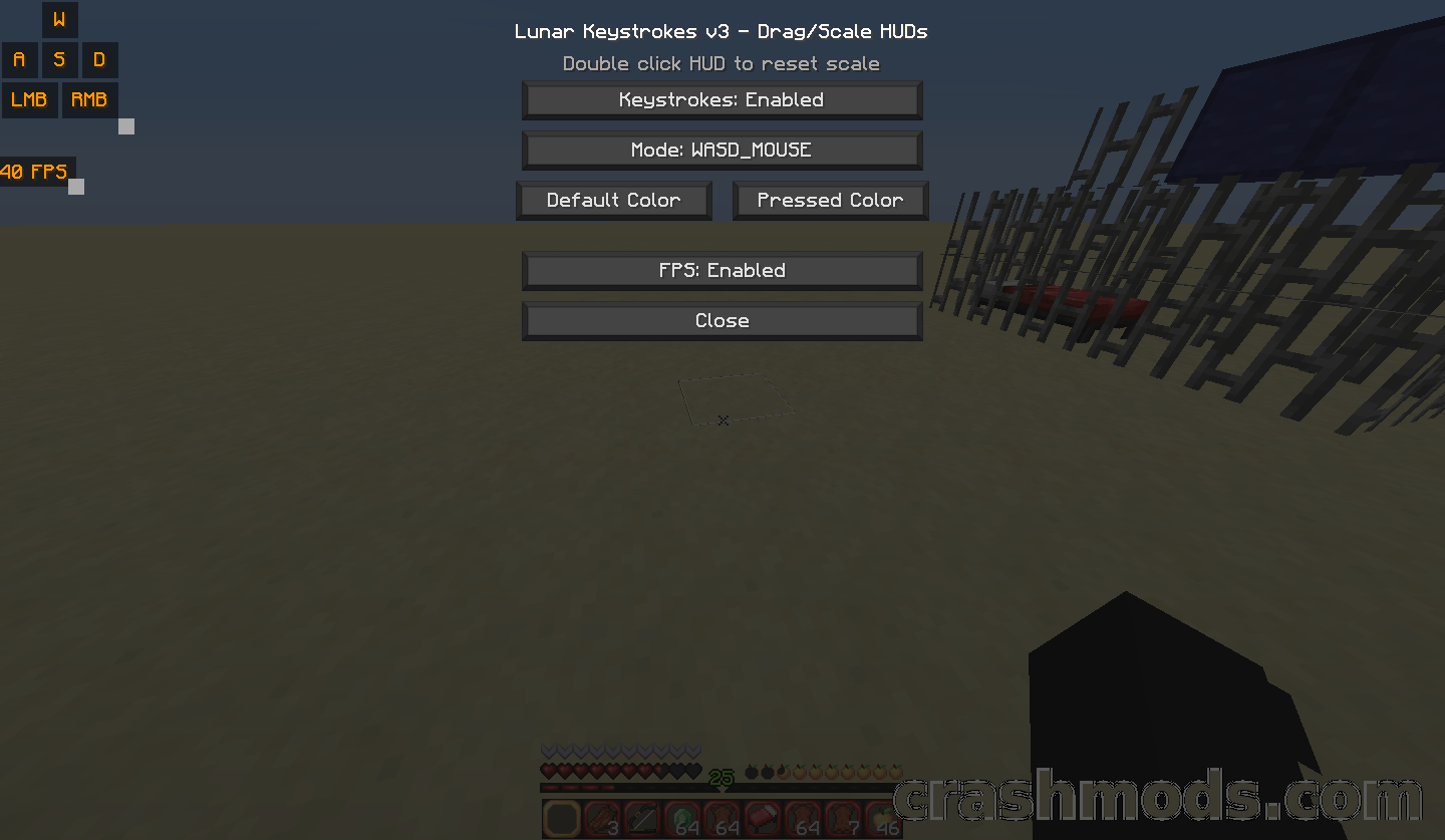 Lunar Keystrokes – On-Screen Key Display with CPS and FPS Counters – screenshot 2
