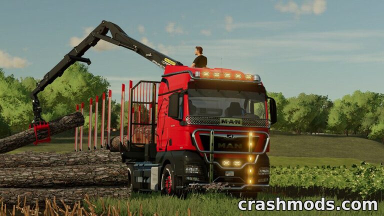 MAN TGX Forest Semi-Truck – Timber Truck with Palfinger Crane Farming Simulator 22 mod screenshot
