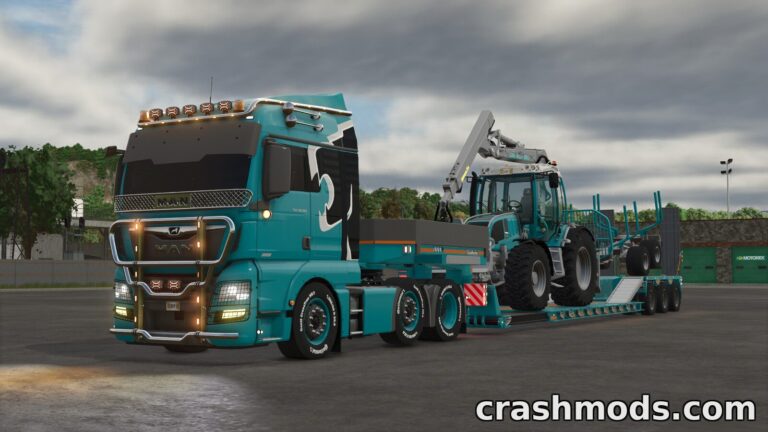 MAN TGX Semi-truck Pack – 500 hp Trucks and Crane Farming Simulator 25 mod screenshot