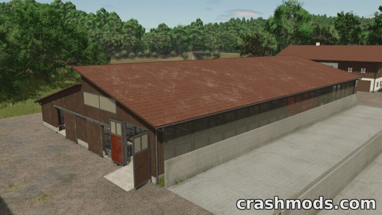 Medium Sized Cow Barn – Bavarian Style Animal Pen Farming Simulator 25 mod screenshot