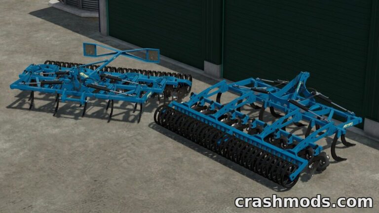 The Meyer Sauzahn 5000 cultivator showcases its foldable design, ready for deep soil cultivation in Farming Simulator 22.