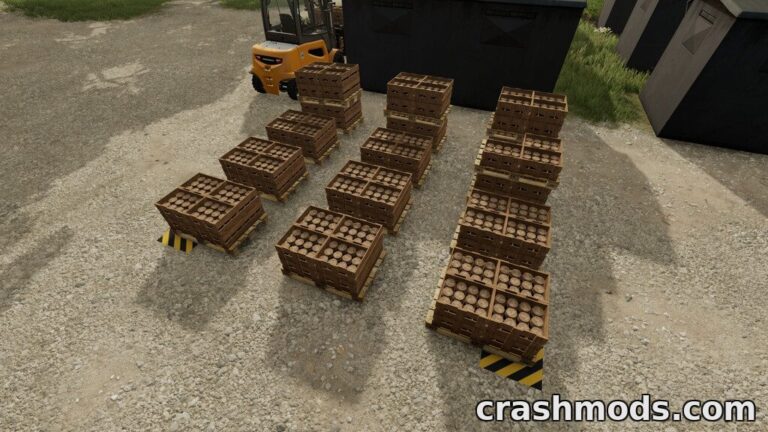 Multiple honey pallets arranged in rows, showcasing the mod's feature for placing up to 32 pallets at once.