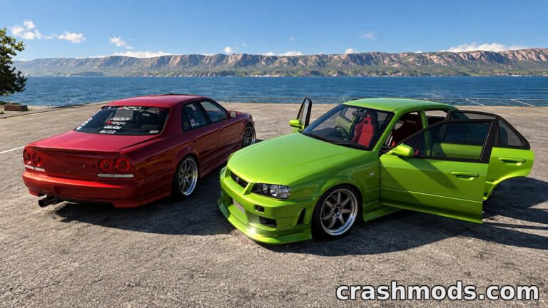 Nissan Skyline ER34 – JDM Sedan with Body Kits and Tuning BeamNG.drive mod screenshot