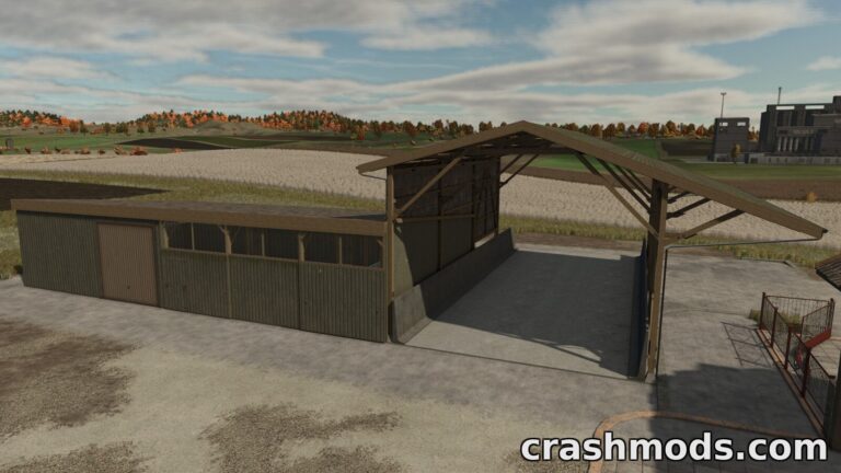 Old Barn With Shelter – 29m x 31m Machine Store Farming Simulator 25 mod screenshot