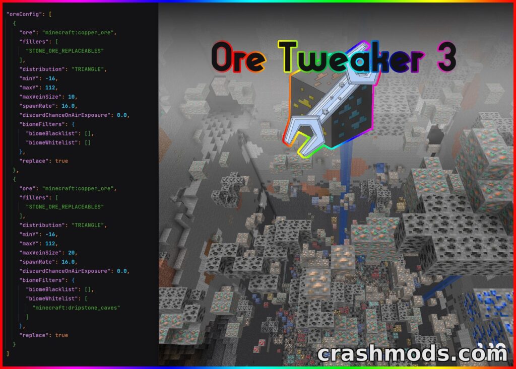 Ore Tweaker – JSON-Driven Control Over Underground Ore Generation Minecraft mod screenshot