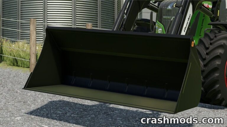 Detailed front loader bucket with a telehandler adapter, designed for enhanced performance in Farming Simulator 22.