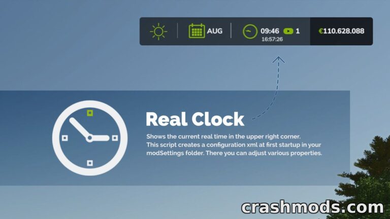 RealClock – On-Screen Real Time Clock Farming Simulator 25 mod screenshot