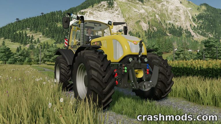 The Rigitrac SKH 150 tractor showcases detailed design and powerful performance in a lush farming landscape.