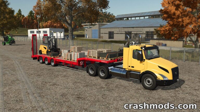 Schwarzmueller 3 Axle Low Loader – Machinery Trailer Farming Simulator 25 mod screenshot